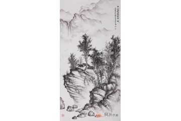 吴大恺四尺竖幅山水画作品《水心云影闲中观》