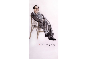 刘一鸣四尺竖幅人物画作品毛主席《江山如此多娇》 肖像画