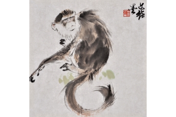 王文强动物画作品十二生肖之《猴》
