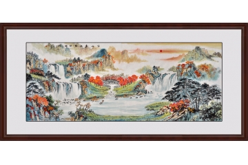 招财聚宝盆 易天也山水画作品《富山秀水赐祥瑞》