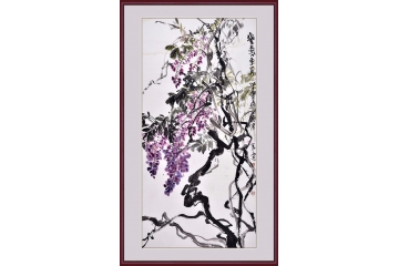 孙伟《紫气东来》,六尺竖幅花鸟画,国画紫藤-【易从网