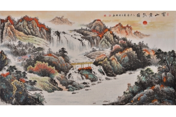 国家一级美术师蒋伟写意山水画作品《富山贵水图》
