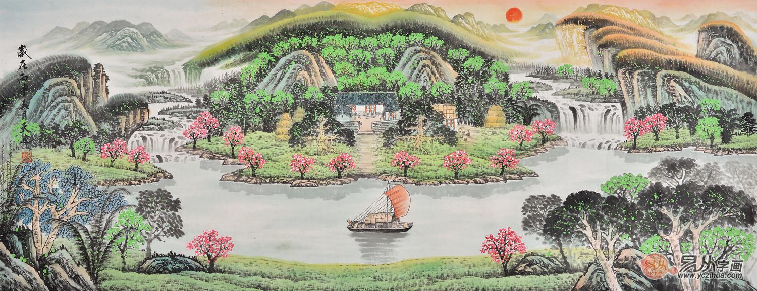 风水画的典范 易天也聚宝盆作品《福地春晖》