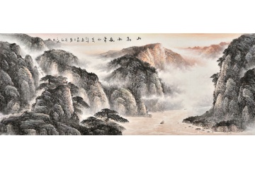 国画名家徐坤连山水画作品《山高水长》
