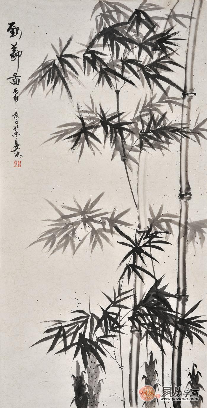 步步高升竹子图 易水四尺竖幅花鸟画《劲节》