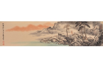 吉林大山水画家魏宏声山水画作品《秋晖林石》