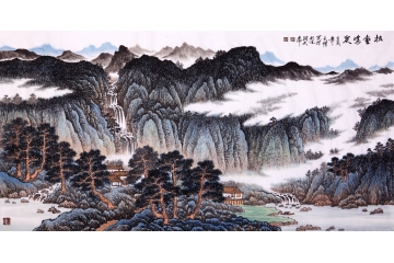 【精品】吴大恺最新力作四尺横幅写意国画《松壑鸣泉》