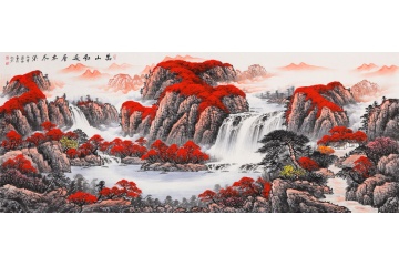 鸿运聚宝盆 蒋伟山水画作品《万山红遍层林尽染》