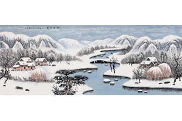 雪景山水画 王宁新作国画作品《林海雪雾》