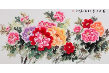 易水新品国画牡丹图《国色天香》