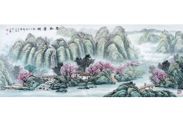 沙发墙背景画推荐 鲁人石开最新国画作品《春和景明》