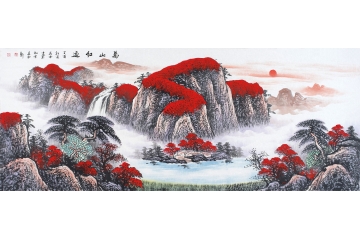 做生意的人掛畫推薦 蔣偉鴻運元寶靠山《萬山紅遍》
