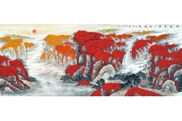 生意人推荐挂画 李林宏新品山水画《鸿运当头一帆风顺》