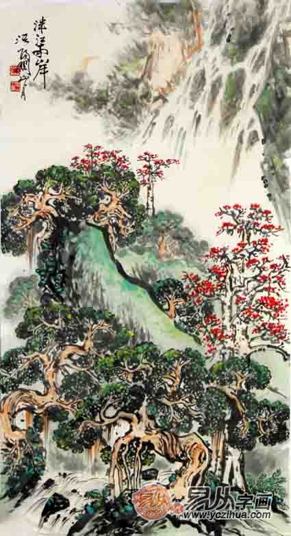 岭南画派代表人物 关山月三尺竖幅山水画《洣江》