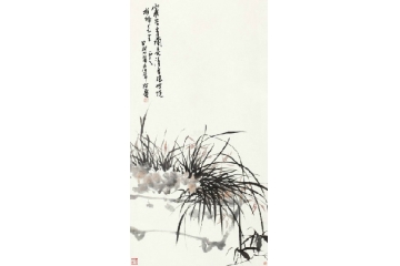 国画大师潘天寿写意花鸟画兰花图《兰花》