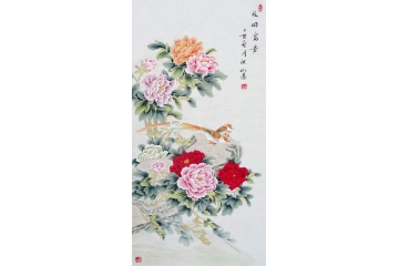 张洪山最新四尺竖幅牡丹图《花开富贵》进门看到牡丹真吉祥