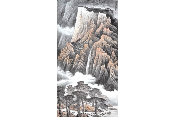 李林宏力作竖幅国画作品《千山红树万山云》