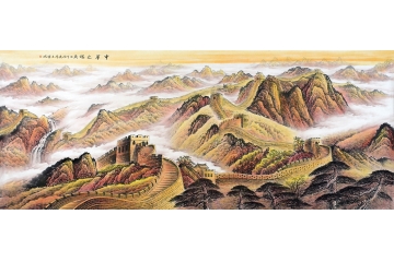 魂 王宁八尺横幅金色长城山水画《中华之魂》
