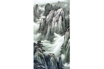 李林宏新作三尺豎幅山水畫作品《黃山煙嵐》