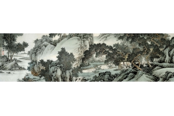林德坤最新力作横幅国画山水精品《松风雅居》
