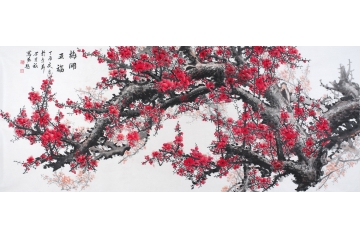 石荣禄八尺梅花图《梅开五福》