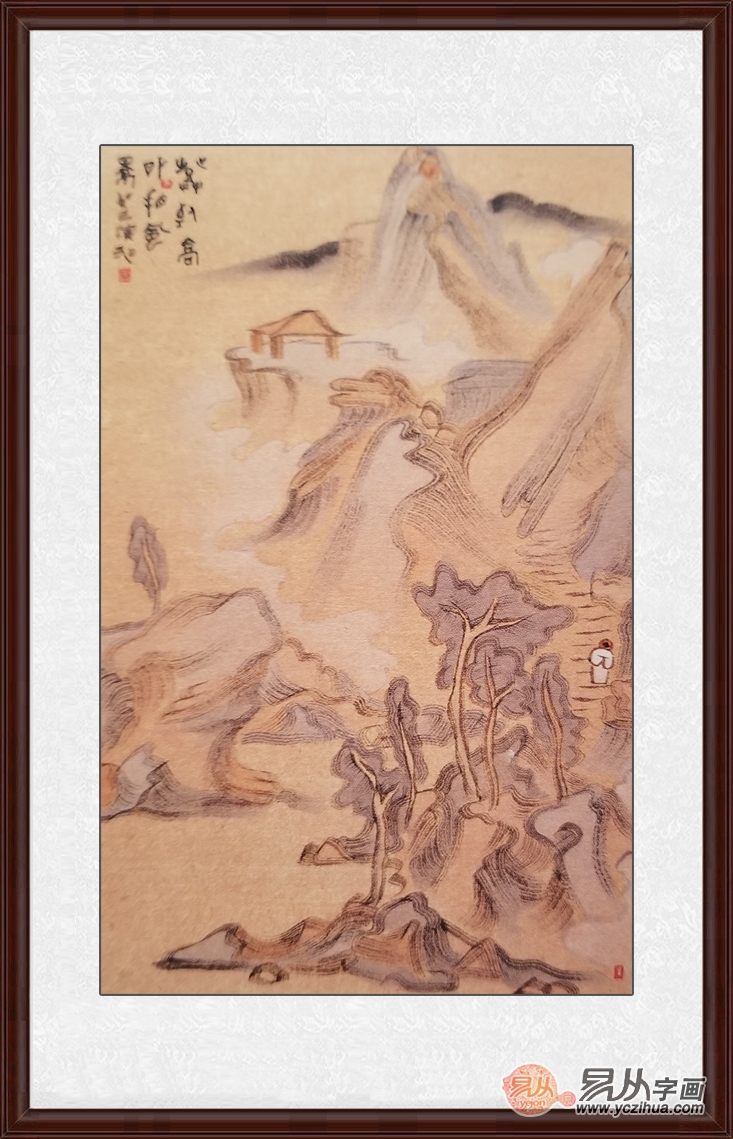 慈云寺禅画院住持演旭山水画《登到高处看风景》