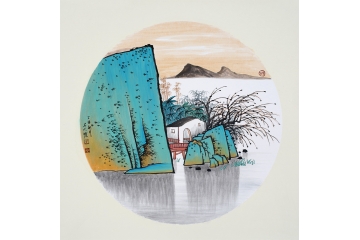 装饰收藏国画 吴大恺力作小品斗方画《水乡江南》言尽意无穷