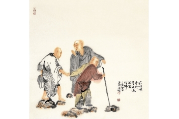 画僧演旭斗方人物《在顺境中修行永远不能成佛》
