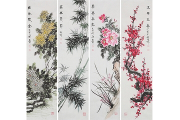 国礼书画家石开最新国画四君子《梅兰竹菊》