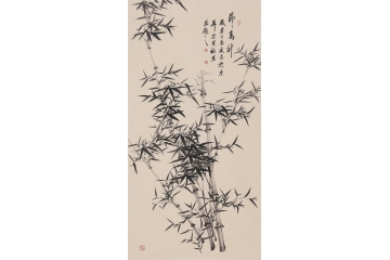 石荣禄四尺竖幅竹子画《节节高升》