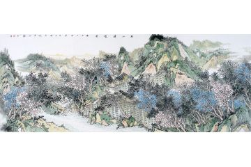 画家卫长林手绘原创山水画作品《家山胜境图》