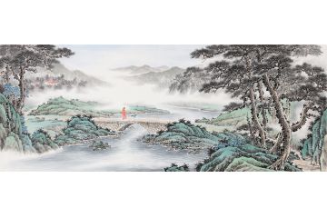 王宁新品六尺横幅山水画作品《雅集图》