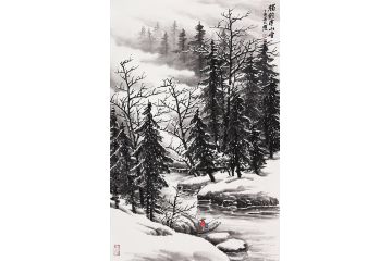 雪景山水画 吴大恺新品《独钓寒山雪》