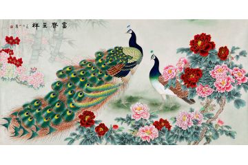 实力派画家王一容【新品】牡丹孔雀图《富贵呈祥》