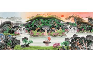 旭日東昇圖 易天也聚寶盆作品《蒸蒸日上》