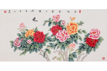 国家一级美术师张洪山新品牡丹图《花开富贵》