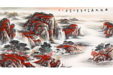 适合装饰客厅的字画 刘海青精品鸿运当头山水画欣赏