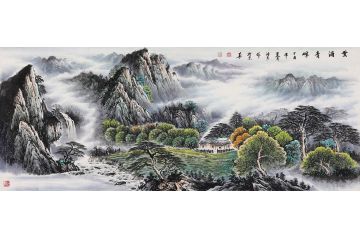 适合装饰客厅的字画 刘海青精品鸿运当头山水画欣赏