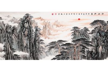 适合装饰客厅的字画 刘海青精品鸿运当头山水画欣赏