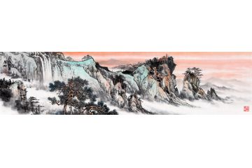 林德坤最新力作三尺横幅国画山水画《穷款》