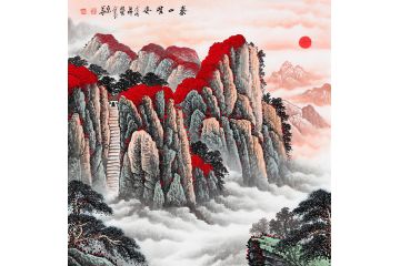 小品泰山国画 李林宏最新力作斗方画《泰山雄姿》