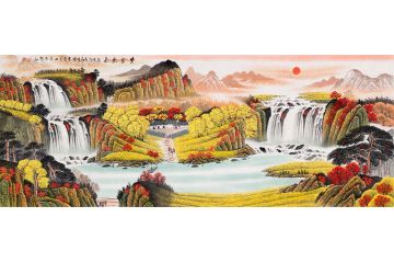 b款聚宝盆 李林宏黄金满地风水画《紫气东来》