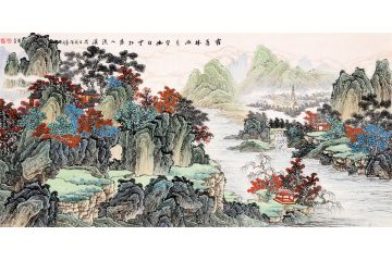 青绿国画 李林宏最新力作山水画《霜落林端万壑幽》