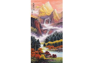 客厅/玄关/走廊 张利重彩山水画精品《鸿运千秋》