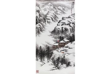 收藏必升值 吴大恺六尺竖幅雪景画《雪嶺雄峰》