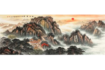五岳独尊 画家刘燕姣六尺国画泰山《旭日东升》