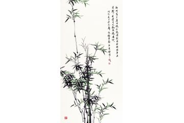 石荣禄四尺竖幅国画竹子《新竹》