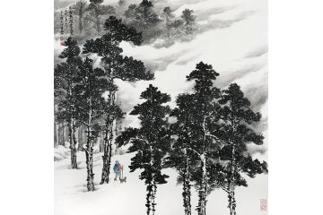 吴大恺最新力作雪景山水画《风雪无阻意志坚》