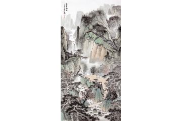 实力派画家李佩锦最新青绿山水画《万壑松风》