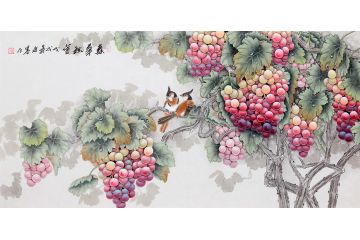 羽墨老师工笔葡萄图《春华秋实》